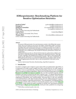 IOHexperimenter: Benchmarking Platform for Iterative Optimization
  Heuristics