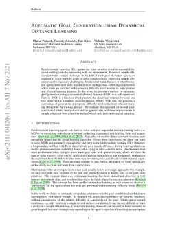 Automatic Goal Generation using Dynamical Distance Learning