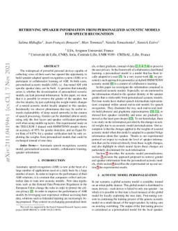 Retrieving Speaker Information from Personalized Acoustic Models for
  Speech Recognition