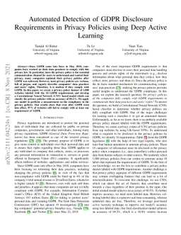 Automated Detection of GDPR Disclosure Requirements in Privacy Policies
  using Deep Active Learning