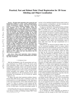 Practical, Fast and Robust Point Cloud Registration for 3D Scene
  Stitching and Object Localization