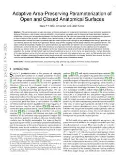 Adaptive area-preserving parameterization of open and closed anatomical
  surfaces