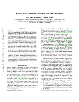 Group-Aware Threshold Adaptation for Fair Classification