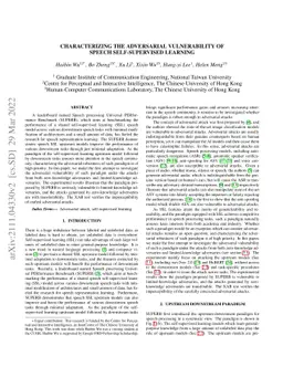 Characterizing the adversarial vulnerability of speech self-supervised
  learning
