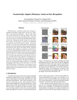 Geometrically Adaptive Dictionary Attack on Face Recognition