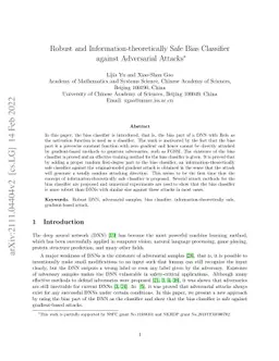 Robust and Information-theoretically Safe Bias Classifier against
  Adversarial Attacks