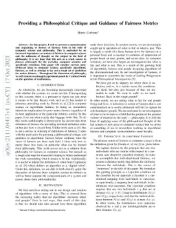 Providing a Philosophical Critique and Guidance of Fairness Metrics