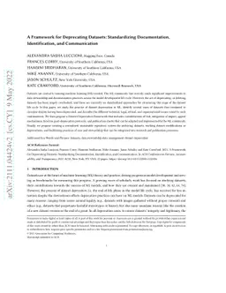 A Framework for Deprecating Datasets: Standardizing Documentation,
  Identification, and Communication
