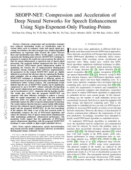 SEOFP-NET: Compression and Acceleration of Deep Neural Networks for
  Speech Enhancement Using Sign-Exponent-Only Floating-Points