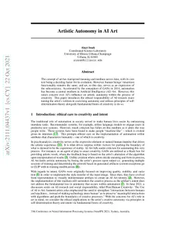 Artistic Autonomy in AI Art