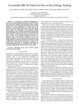 A Lockable ERC20 Token for Peer to Peer Energy Trading