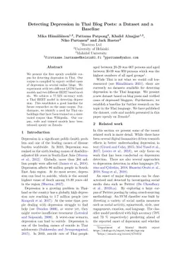 Detecting Depression in Thai Blog Posts: a Dataset and a Baseline