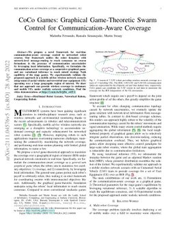 CoCo Games: Graphical Game-Theoretic Swarm Control for
  Communication-Aware Coverage