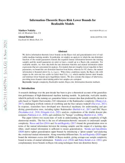 Information-Theoretic Bayes Risk Lower Bounds for Realizable Models