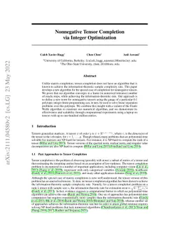 Nonnegative Tensor Completion via Integer Optimization