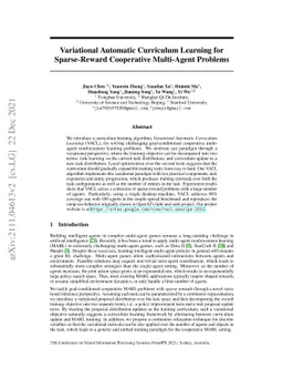 Variational Automatic Curriculum Learning for Sparse-Reward Cooperative
  Multi-Agent Problems
