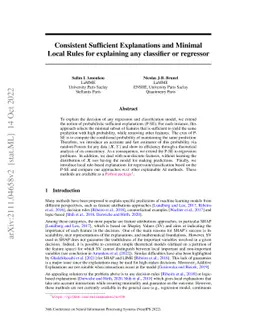 Consistent Sufficient Explanations and Minimal Local Rules for
  explaining regression and classification models