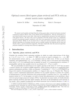 Optimal convex lifted sparse phase retrieval and PCA with an atomic
  matrix norm regularizer