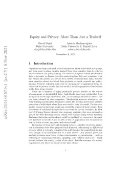Equity and Privacy: More Than Just a Tradeoff