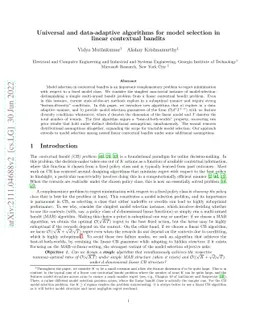 Universal and data-adaptive algorithms for model selection in linear
  contextual bandits