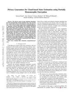 Privacy Guarantees for Cloud-based State Estimation using Partially
  Homomorphic Encryption