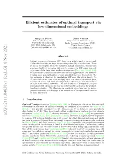 Efficient estimates of optimal transport via low-dimensional embeddings