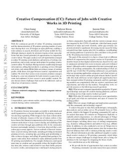 Creative Compensation (CC): Future of Jobs with Creative Works in 3D
  Printing