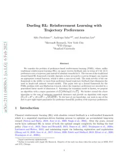 Dueling RL: Reinforcement Learning with Trajectory Preferences