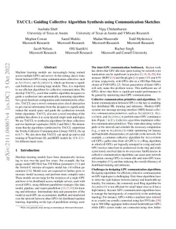 TACCL: Guiding Collective Algorithm Synthesis using Communication
  Sketches