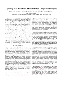 Explaining Face Presentation Attack Detection Using Natural Language