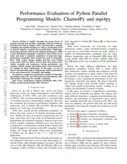 Performance Evaluation of Python Parallel Programming Models: Charm4Py
  and mpi4py