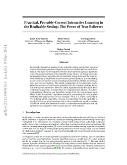 Practical, Provably-Correct Interactive Learning in the Realizable
  Setting: The Power of True Believers