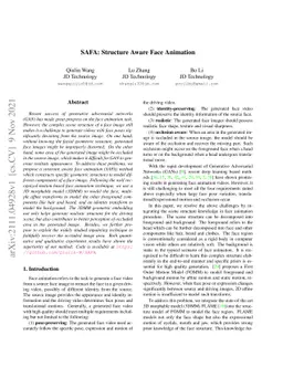 SAFA: Structure Aware Face Animation
