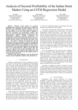 Analysis of Sectoral Profitability of the Indian Stock Market Using an
  LSTM Regression Model