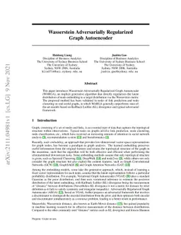 Wasserstein Adversarially Regularized Graph Autoencoder