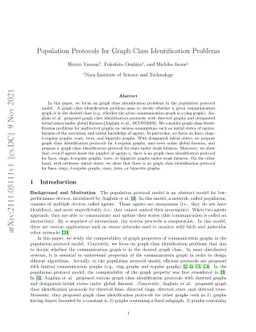 Population Protocols for Graph Class Identification Problems