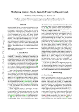Membership Inference Attacks Against Self-supervised Speech Models