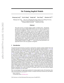 On Training Implicit Models