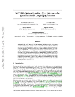 NATURE: Natural Auxiliary Text Utterances for Realistic Spoken Language
  Evaluation