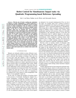 Robot control for simultaneous impact tasks via Quadratic
  Programming-based reference spreading