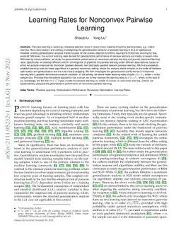 Learning Rates for Nonconvex Pairwise Learning
