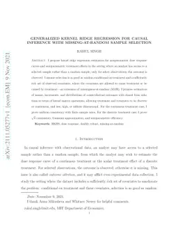 Generalized Kernel Ridge Regression for Causal Inference with
  Missing-at-Random Sample Selection