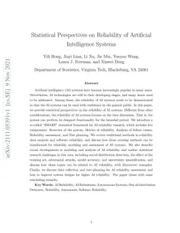 Statistical Perspectives on Reliability of Artificial Intelligence
  Systems