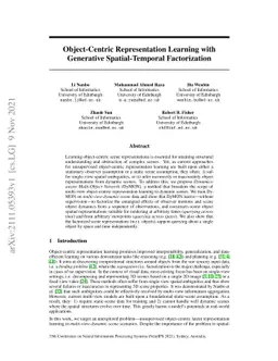Object-Centric Representation Learning with Generative Spatial-Temporal
  Factorization