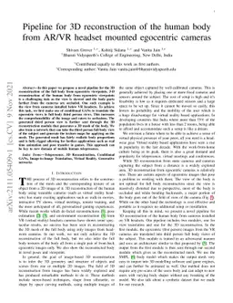Pipeline for 3D reconstruction of the human body from AR/VR headset
  mounted egocentric cameras