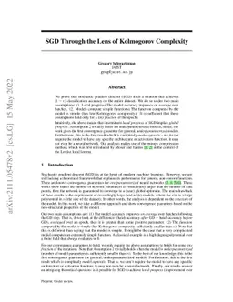 SGD Through the Lens of Kolmogorov Complexity