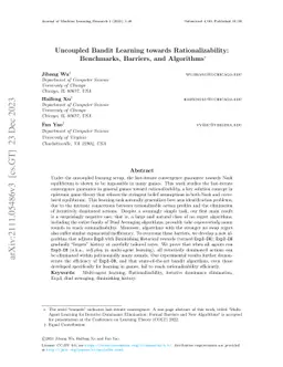 Uncoupled Bandit Learning towards Rationalizability: Benchmarks,
  Barriers, and Algorithms