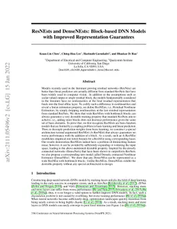 ResNEsts and DenseNEsts: Block-based DNN Models with Improved
  Representation Guarantees