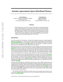 Attention Approximates Sparse Distributed Memory