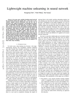 Lightweight machine unlearning in neural network